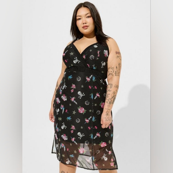 Torrid x Betsey Johnson Black Tattoo Sleeveless Midi Dress Size 3X NWT - Picture 2 of 4